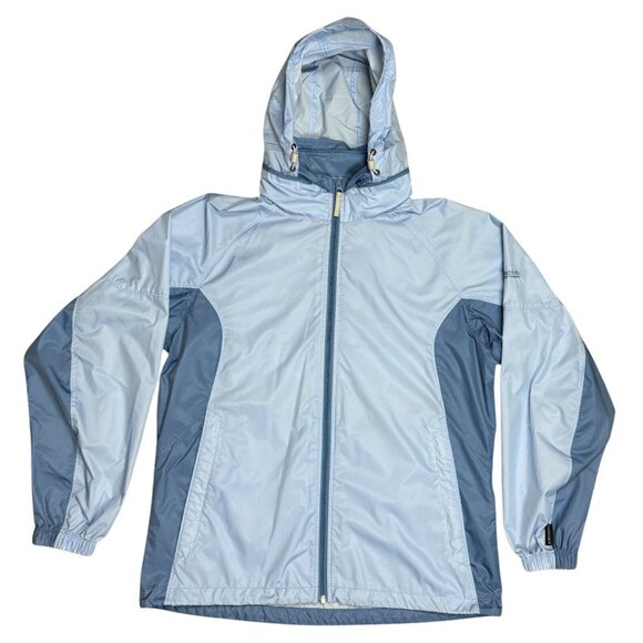 Columbia Womens Blue Windbreaker Jacket Size L Zip Water-Resistant Stowed Hood - Picture 2 of 16